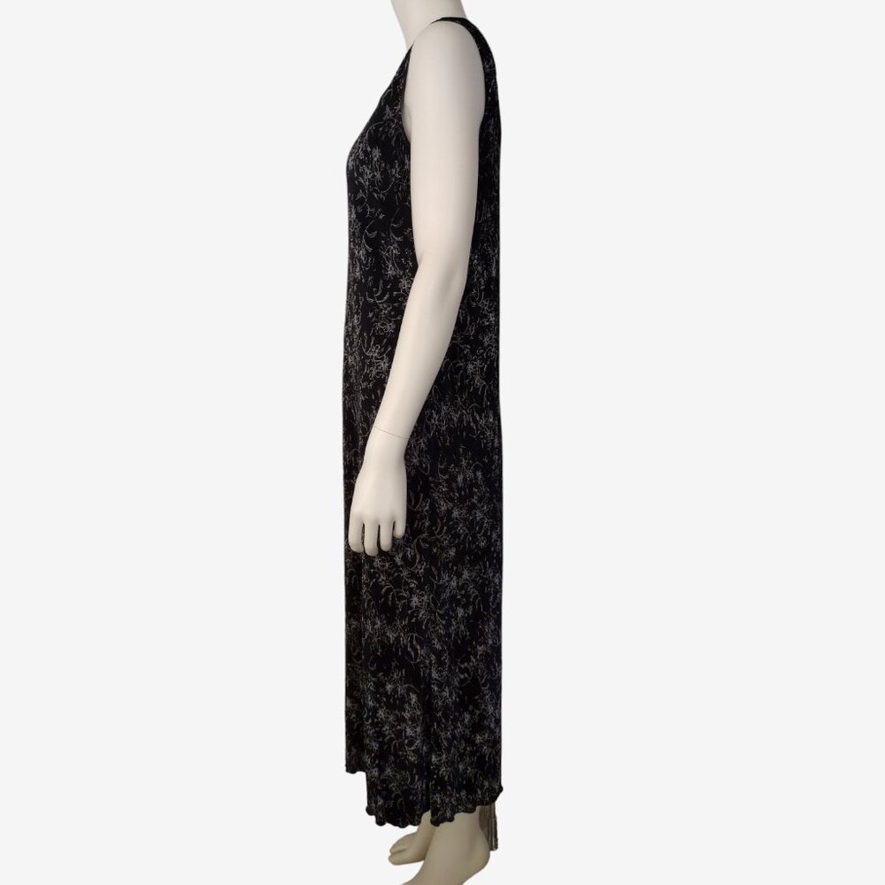 Vintage 1990s Black 2 Piece Crinkle Pleat Sleeveless Maxi Dress Jacket Set - Picture 8 of 12